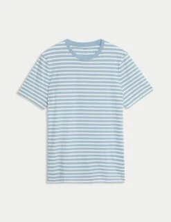 Regular Fit Crew Neck Striped T-Shirt 24 Regular Fit Crew Neck Striped T-Shirt -Marksandspencer Sale Store regular fit crew neck striped t shirt 4