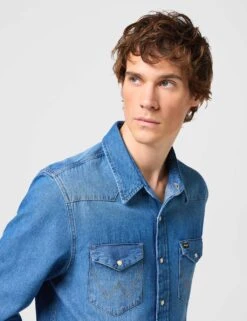 Wrangler Regular Fit Denim Shirt -Marksandspencer Sale Store regular fit denim shirt 7