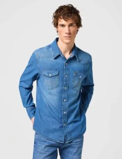 Wrangler Regular Fit Denim Shirt -Marksandspencer Sale Store regular fit denim shirt 9