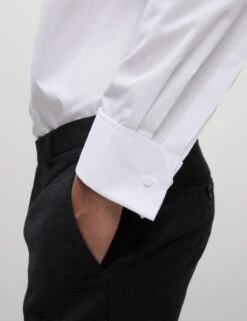 Regular Fit Cotton Blend Double Cuff Shirt 24 Regular Fit Cotton Blend Double Cuff Shirt -Marksandspencer Sale Store regular fit easy iron cotton blend shirt 1