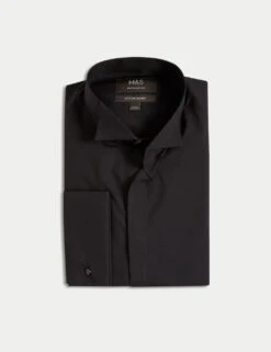 Regular Fit Cotton Blend Dress Shirt 38 Regular Fit Cotton Blend Dress Shirt -Marksandspencer Sale Store regular fit easy iron cotton blend shirt 17