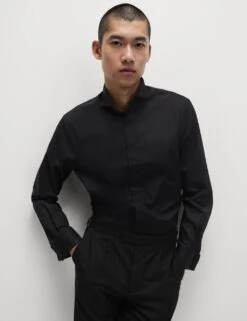 Regular Fit Cotton Blend Dress Shirt 39 Regular Fit Cotton Blend Dress Shirt -Marksandspencer Sale Store regular fit easy iron cotton blend shirt 18