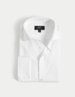 Regular Fit Cotton Blend Double Cuff Shirt 29 Regular Fit Cotton Blend Double Cuff Shirt -Marksandspencer Sale Store regular fit easy iron cotton blend shirt 6