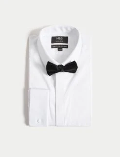 Regular Fit Cotton Dress Shirt With Bow Tie -Marksandspencer Sale Store regular fit easy iron pure cotton dress shirt with bow tie 5