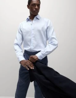 Regular Fit Pure Cotton Dobby Spot Shirt 37 Regular Fit Pure Cotton Dobby Spot Shirt -Marksandspencer Sale Store regular fit easy iron pure cotton shirt 9