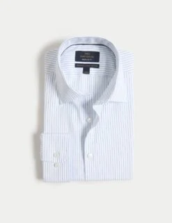 Regular Fit Luxury Cotton Striped Shirt -Marksandspencer Sale Store regular fit easy iron pure cotton striped shirt 6
