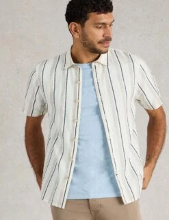 WHITE STUFF Regular Fit Linen Rich Striped Shirt -Marksandspencer Sale Store regular fit linen rich striped shirt 13