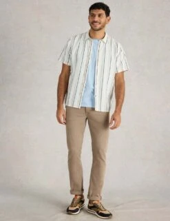 WHITE STUFF Regular Fit Linen Rich Striped Shirt -Marksandspencer Sale Store regular fit linen rich striped shirt 15