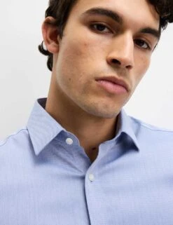 Regular Fit Easy Iron Pure Cotton Textured Shirt -Marksandspencer Sale Store regular fit non iron pure cotton dobby shirt 7