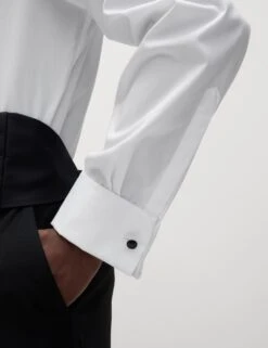 Regular Fit Luxury Cotton Double Cuff Dress Shirt -Marksandspencer Sale Store regular fit pure cotton dinner shirt 2