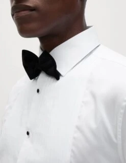 Regular Fit Luxury Cotton Double Cuff Dress Shirt -Marksandspencer Sale Store regular fit pure cotton dinner shirt 4