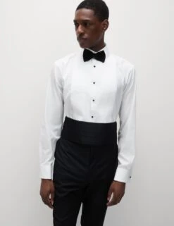 Regular Fit Luxury Cotton Double Cuff Dress Shirt -Marksandspencer Sale Store regular fit pure cotton dinner shirt 7