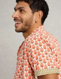 WHITE STUFF Regular Fit Pure Cotton Geometric Shirt -Marksandspencer Sale Store regular fit pure cotton geometric shirt 6