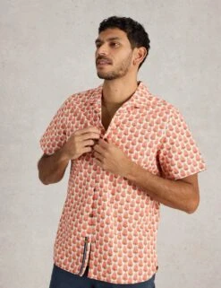 WHITE STUFF Regular Fit Pure Cotton Geometric Shirt -Marksandspencer Sale Store regular fit pure cotton geometric shirt 8