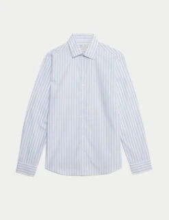 Regular Fit Pure Cotton Striped Shirt -Marksandspencer Sale Store regular fit pure cotton striped shirt 15