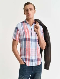 Gant Regular Fit Pure Linen Check Shirt -Marksandspencer Sale Store regular fit pure linen check shirt 5