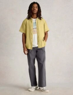 WHITE STUFF Regular Fit Pure Linen Short Sleeve Shirt -Marksandspencer Sale Store regular fit pure linen short sleeve shirt 15