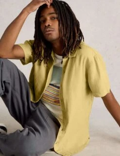 WHITE STUFF Regular Fit Pure Linen Short Sleeve Shirt -Marksandspencer Sale Store regular fit pure linen short sleeve shirt 16