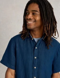 WHITE STUFF Regular Fit Pure Linen Short Sleeve Shirt -Marksandspencer Sale Store regular fit pure linen short sleeve shirt 6