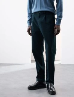 Regular Fit Textured Dobby Pleat Front Chinos -Marksandspencer Sale Store regular fit single pleat textured chinos 4