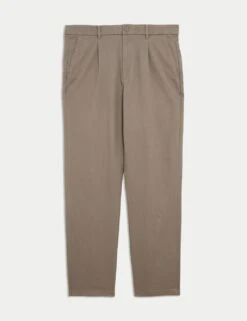 Regular Fit Textured Dobby Pleat Front Chinos -Marksandspencer Sale Store regular fit single pleat textured chinos 7