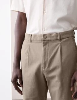 Regular Fit Textured Dobby Pleat Front Chinos -Marksandspencer Sale Store regular fit single pleat textured chinos 8