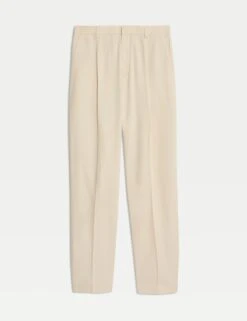 Regular Fit Lyocell Blend Single Pleat Trousers -Marksandspencer Sale Store regular fit single pleat trousers 7