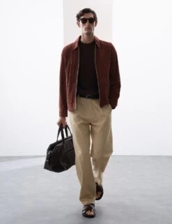 Regular Fit Lyocell Blend Single Pleat Trousers -Marksandspencer Sale Store regular fit single pleat trousers 8