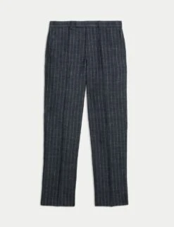 Regular Fit Wool Linen Blend Pinstripe Suit Trousers -Marksandspencer Sale Store regular fit wool rich pinstripe suit trousers