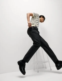 Slim Fit Wool Blend Trousers -Marksandspencer Sale Store regular wool rich single pleated trousers 3