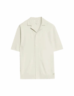 Relaxed Button Through Knitted Polo Shirt -Marksandspencer Sale Store relaxed button through knitted polo shirt