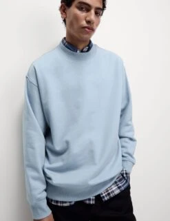 Oversized Cotton Rich Crew Neck Sweatshirt -Marksandspencer Sale Store relaxed fit cotton rich crew neck sweatshirt 10