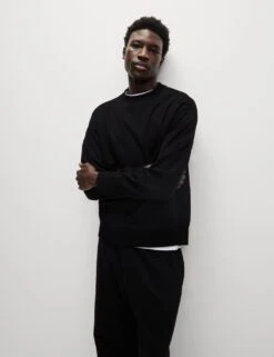 Oversized Cotton Rich Crew Neck Sweatshirt -Marksandspencer Sale Store relaxed fit cotton rich crew neck sweatshirt 3