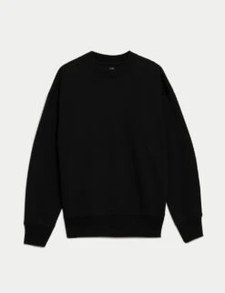 Oversized Cotton Rich Crew Neck Sweatshirt -Marksandspencer Sale Store relaxed fit cotton rich crew neck sweatshirt 4