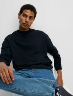 Oversized Cotton Rich Crew Neck Sweatshirt -Marksandspencer Sale Store relaxed fit cotton rich crew neck sweatshirt 5