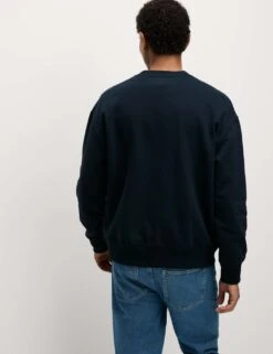 Oversized Cotton Rich Crew Neck Sweatshirt -Marksandspencer Sale Store relaxed fit cotton rich crew neck sweatshirt 8