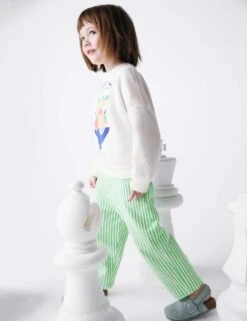 Relaxed Pure Cotton Striped Trousers (2-8 Yrs) -Marksandspencer Sale Store relaxed pure cotton striped trousers 2 8 yrs 1 5