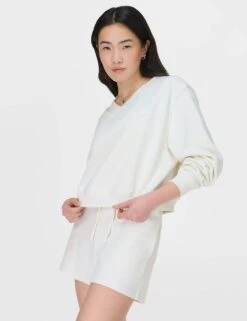 Sweaty Betty Revive Cotton Rich V-Neck Crop Sweatshirt -Marksandspencer Sale Store revive cotton rich v neck crop sweatshirt 10