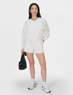Sweaty Betty Revive Cotton Rich V-Neck Crop Sweatshirt -Marksandspencer Sale Store revive cotton rich v neck crop sweatshirt 11