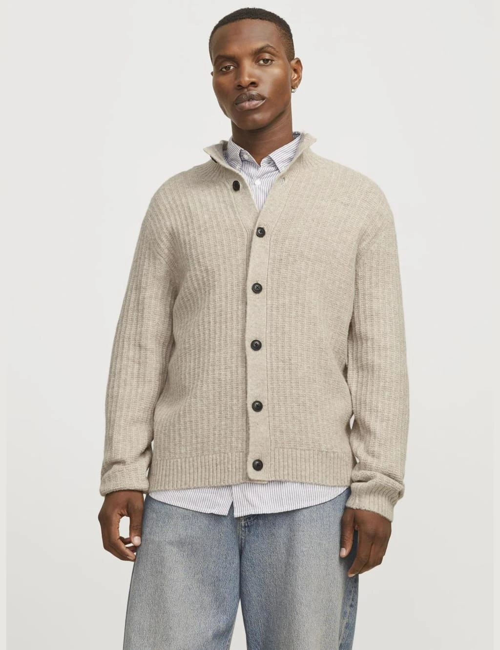 Jack & Jones Ribbed Funnel Neck Cardigan 7 Jack & Jones Ribbed Funnel Neck Cardigan - Image 7