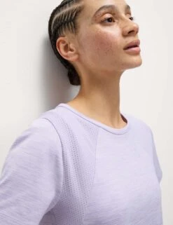 Round Neck Mesh Panel Relaxed T-Shirt 36 Round Neck Mesh Panel Relaxed T-Shirt -Marksandspencer Sale Store round neck mesh panel relaxed t shirt 14