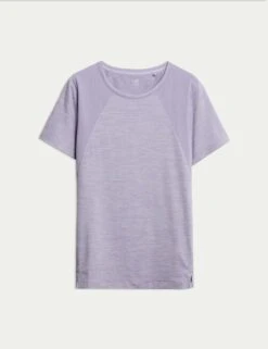 Round Neck Mesh Panel Relaxed T-Shirt 38 Round Neck Mesh Panel Relaxed T-Shirt -Marksandspencer Sale Store round neck mesh panel relaxed t shirt 16