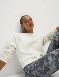 Round Neck Relaxed Yoga Crop Sweatshirt -Marksandspencer Sale Store round neck relaxed yoga crop sweatshirt 11
