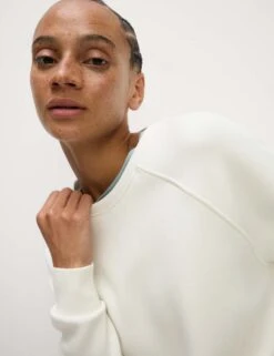 Round Neck Relaxed Yoga Crop Sweatshirt -Marksandspencer Sale Store round neck relaxed yoga crop sweatshirt 13