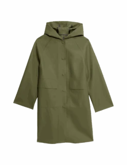Rubber Hooded Clean Longline Parka Coat -Marksandspencer Sale Store rubber hooded clean longline parka coat 1