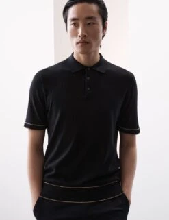 Silk Cotton Knitted Polo Shirt -Marksandspencer Sale Store silk cotton knitted polo shirt 8