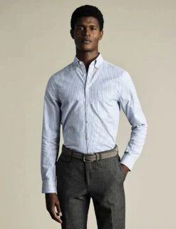 Slim Fit Cotton Rich Striped Oxford Shirt -Marksandspencer Sale Store slim fit cotton rich striped oxford shirt 7