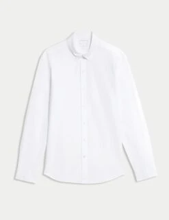Slim Fit Cotton Stretch 360 Flex™ Shirt -Marksandspencer Sale Store slim fit easy iron cotton blend shirt
