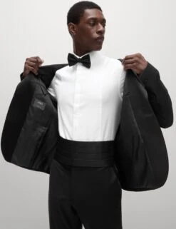 Slim Fit Luxury Cotton Double Cuffed Dress Shirt -Marksandspencer Sale Store slim fit easy iron pure cotton textured shirt 7