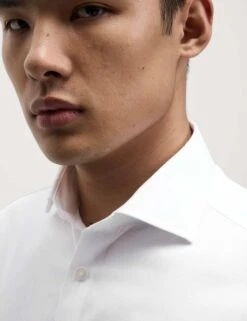 Slim Fit Luxury Cotton Double Cuff Twill Shirt -Marksandspencer Sale Store slim fit easy iron pure cotton twill shirt 3